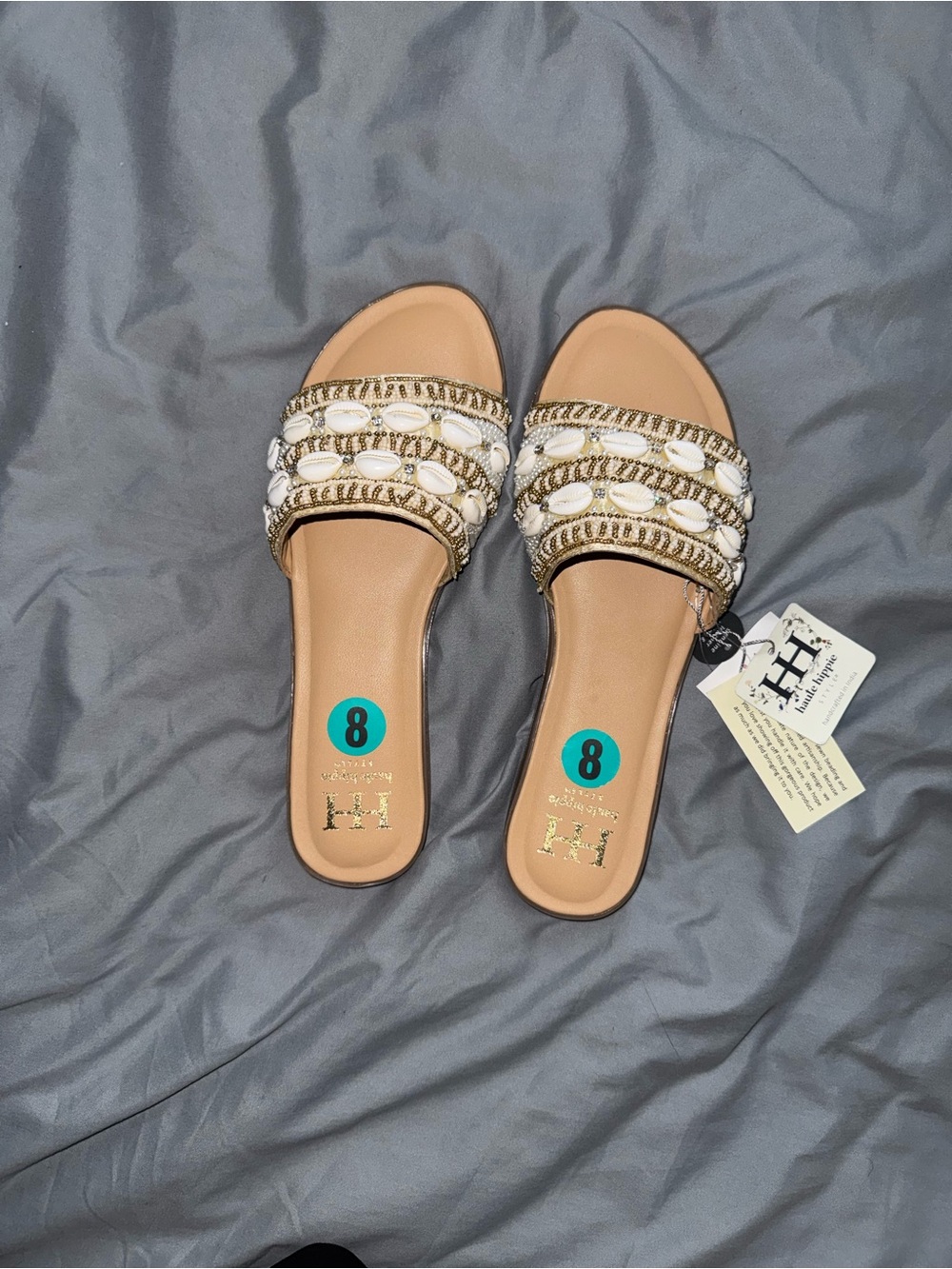 Sea Shell Beaded Sandals Haute Hippie New Tags Attached Size 8